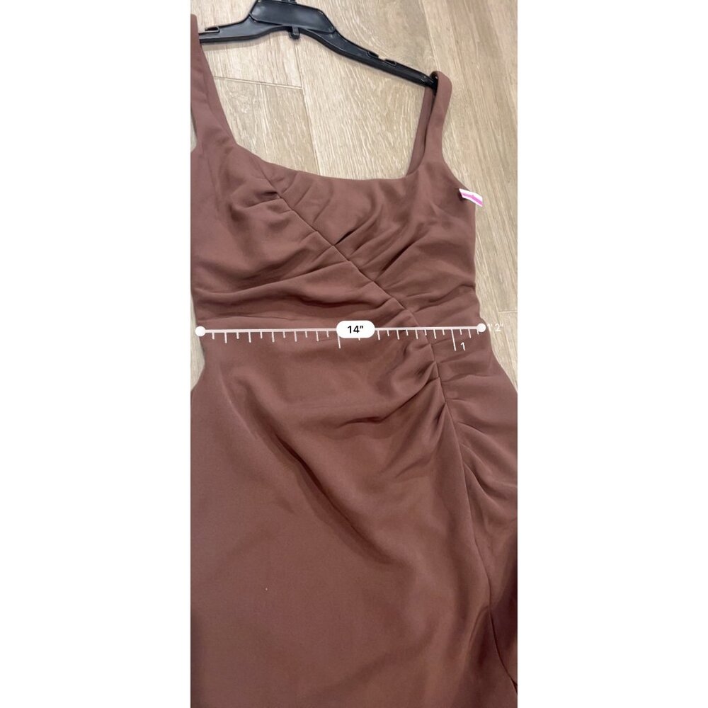 LELA ROSE RUCHED FLUID brown CREPE TANK DRESS size 6 - Picture 9 of 10